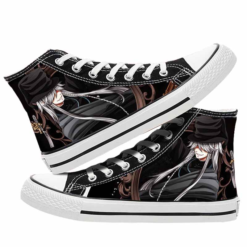 Унисекс аниме «Черный дворецкий Себастьян Михаэлис», повседневная парусиновая обувь, плимсоллы, светящаяся студенческая обувь на плоской подошве, кроссовки