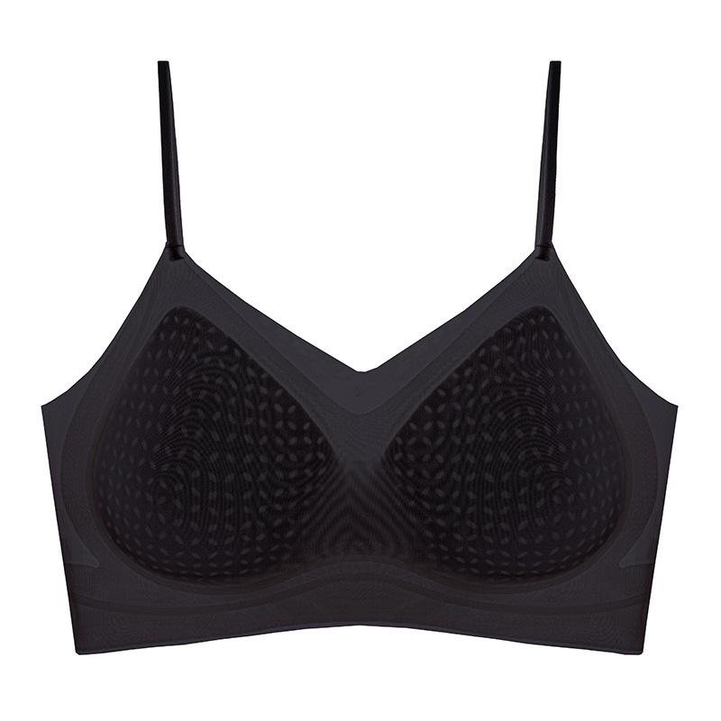 Ultra-thin seamless underwear women's summer big breasts show small gathering upper support breathable no steel ring ice silk one-piece