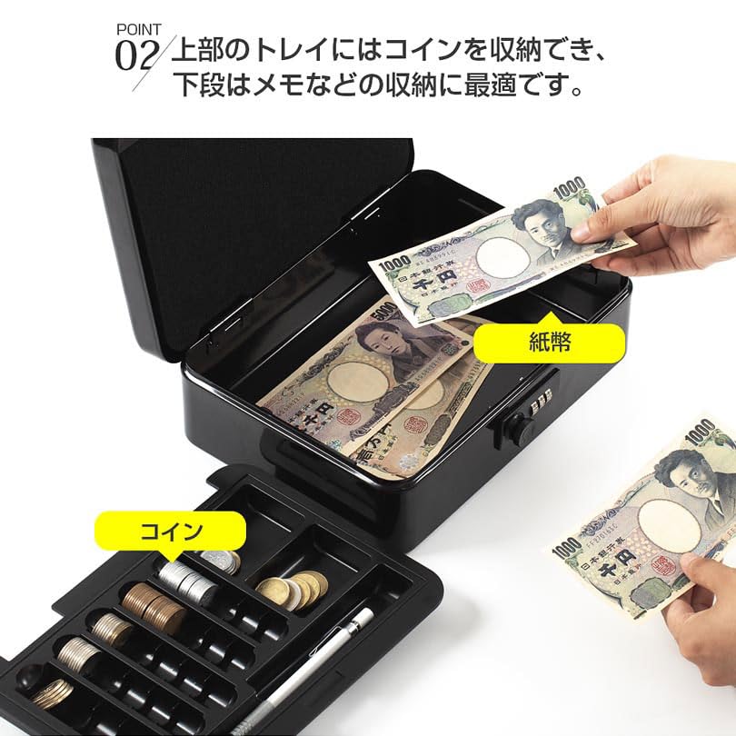 Hachibanya Portable Cash Box with Dial Lock, B5 Size, for Accounting, Office, Simple Safe, Piggy Bank, Steel, Home Use, Approx. W25 x D18 x H9cm, M250
