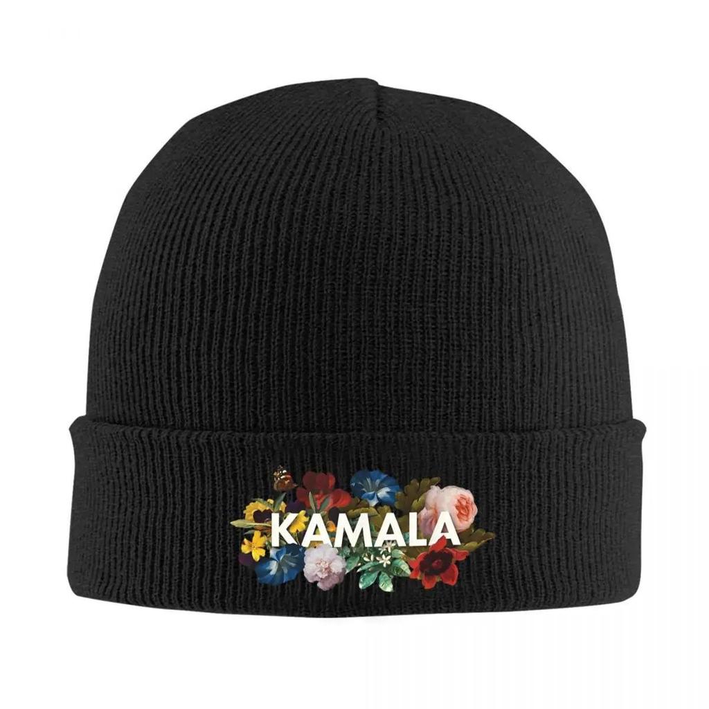 2025 New Kamala Harris Vintage Floral Knitted Caps WoUnisexs Unisexs Beanie Autumn Winter Hot Sale Hats Acrylic First FeUnisex Preside