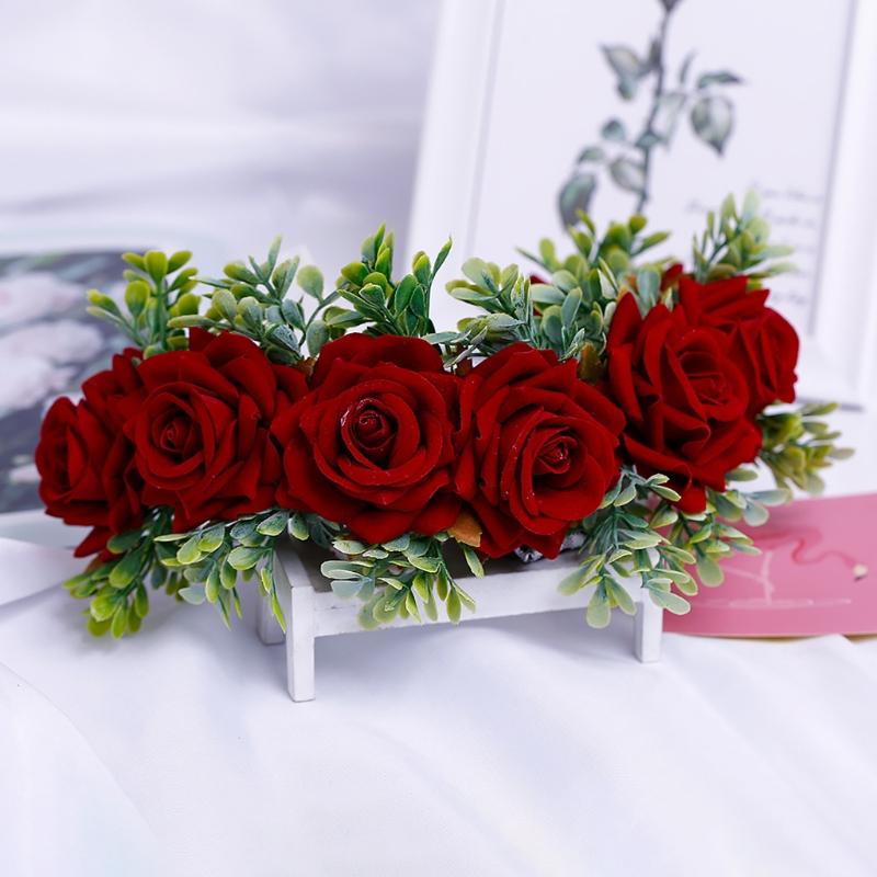 Регулируемая цветочная гирлянда Ручной работы Венок из роз Повязка на голову с лентой для свадьбы Фестиваля Путешествий Фотореквизит