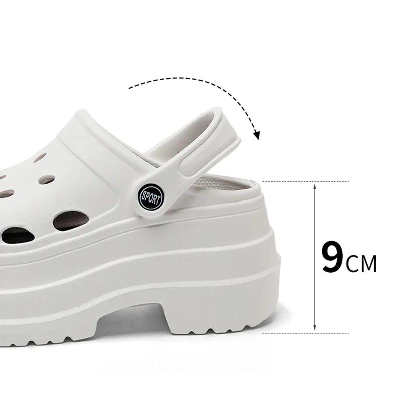Fashion Women's Fashion Chunky Platform Clogs Summer Outdoor Hollow Out Garden Shoes Woman Thick Bottom Non Slip Beach Sandalias Mujer