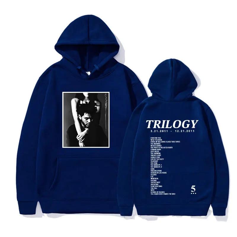 Large hooded sweatshirt with men's The Weeknd Trilogy music album print  hip-hop trend sweater  sweatshirt  unisex casual wear