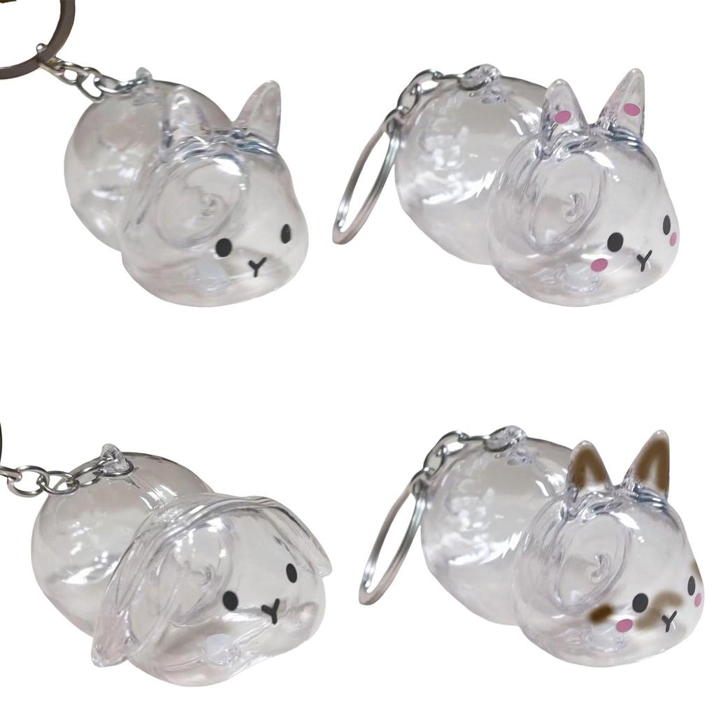 Funny Rabbit Shape Hair Storage Keepsakes Box Keychain Plastic Clear Pet Furs Collector Pendant Decors Pet Lover Gift
