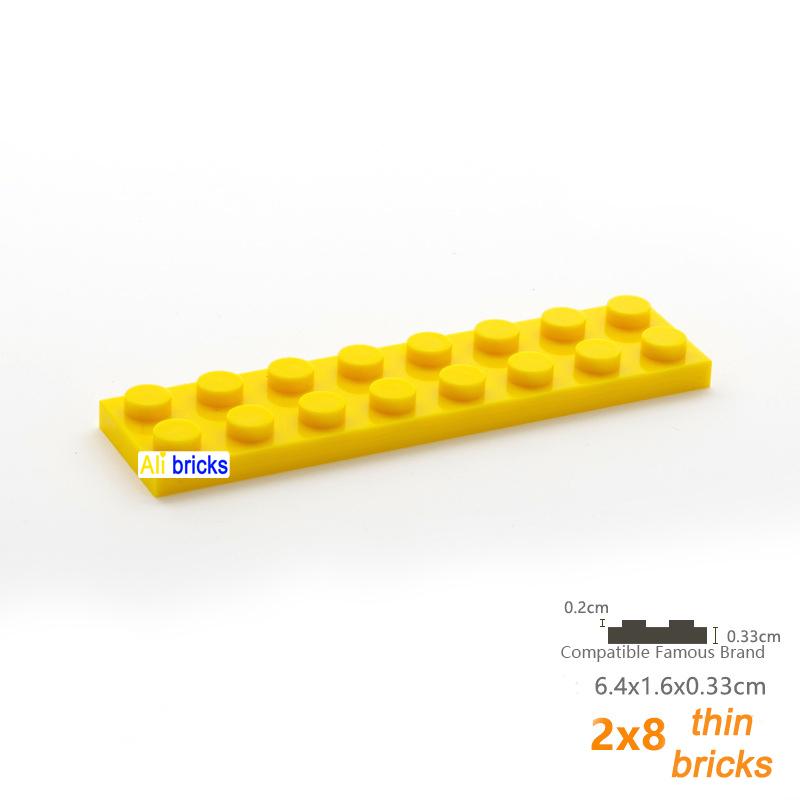 80 шт. объемных строительных блоков, тонкие фигурки, кирпичи 2x8 точек, 13 цветов, образовательные, креативные, совместимые с 3034 игрушками для детей