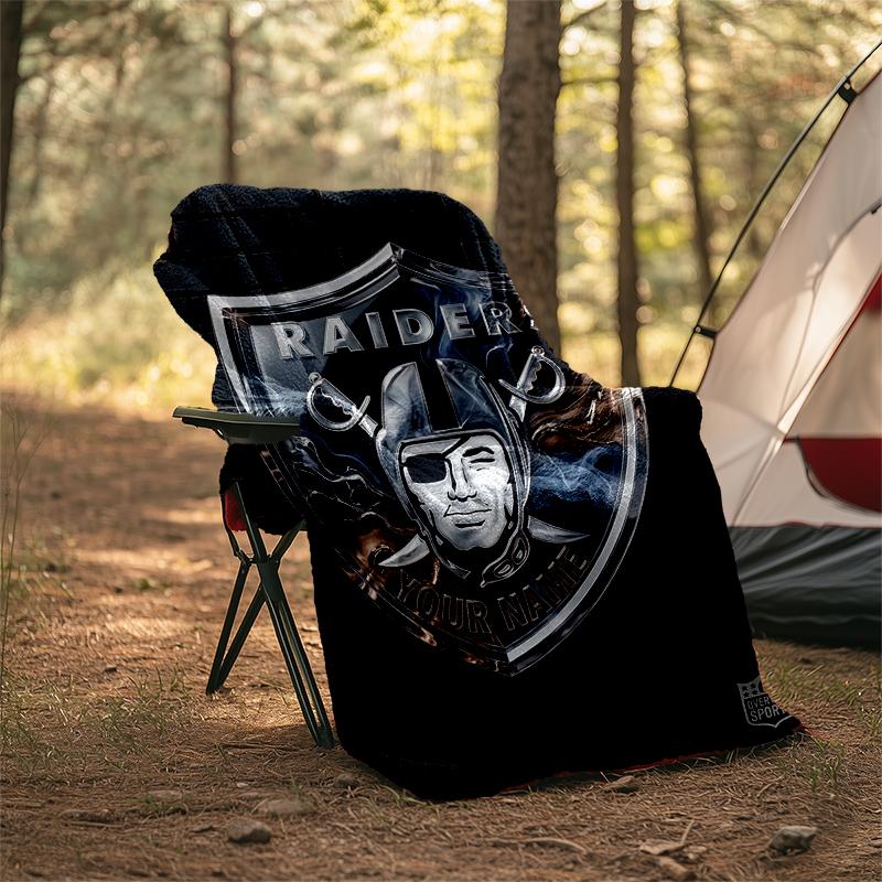 Custom Name Raiders logo shield emblem Flannel Fleece Blanket Cozy Warm Throw Blanket For Couch Bed Travel All Season Use