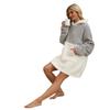 Color Block Fleece Hooded Loungewear Set Thick Warm Winter Pajamas Young Women