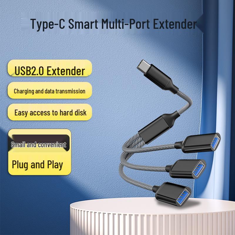 Портативный USB-хаб Type-C: Док-станция, Флеш-накопитель, Удлинитель для мыши, Разветвитель кабелей, Многопортовый расширитель.