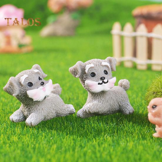 4 шт. миниатюрные фигурки щенков, украшение в виде мини-шнауцера, украшение на приборную панель автомобиля, статуя собаки из смолы для сада фей, бонсай, офисный стол