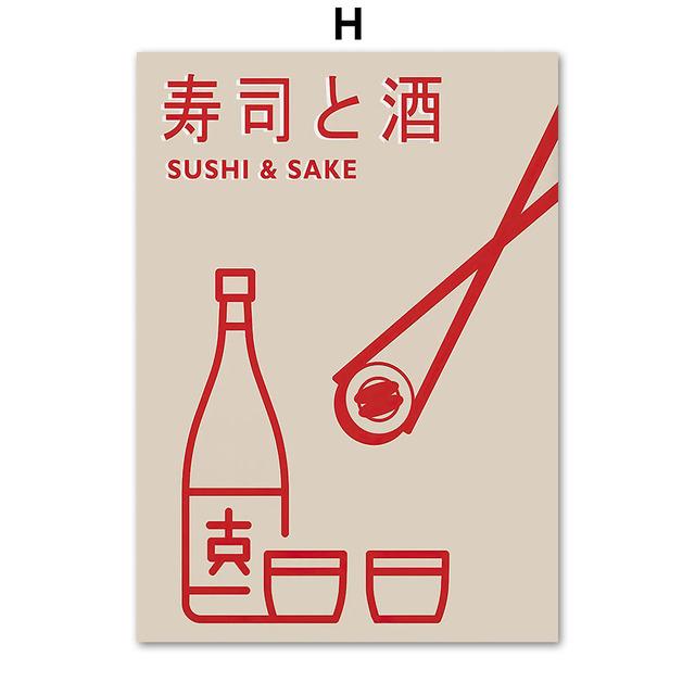 Яйцо Ламианская лапша японские суши Shaoju еда печать плакатов скандинавская настенная живопись маслом ресторан