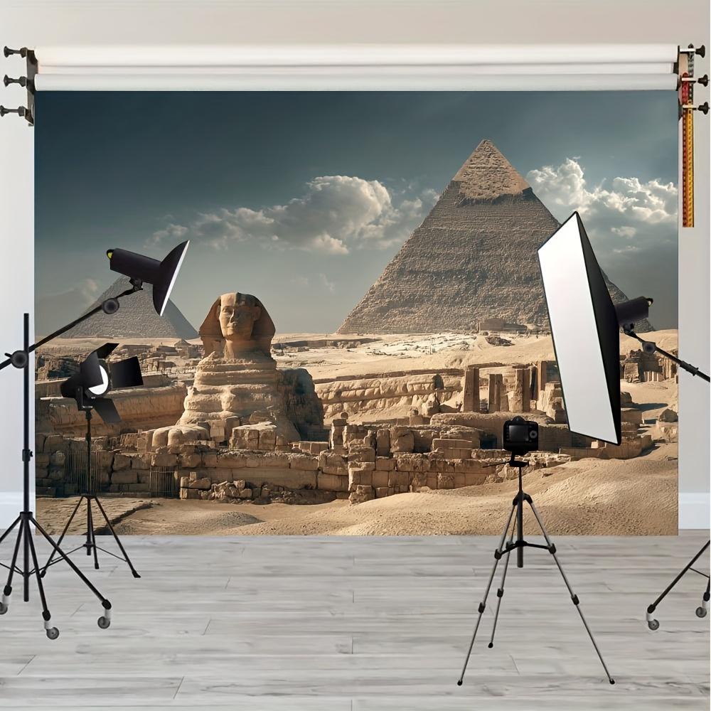 2D plane 1 majestic lion-human face statue and the Pyramids of Giza home decorations banner decorations and studio props