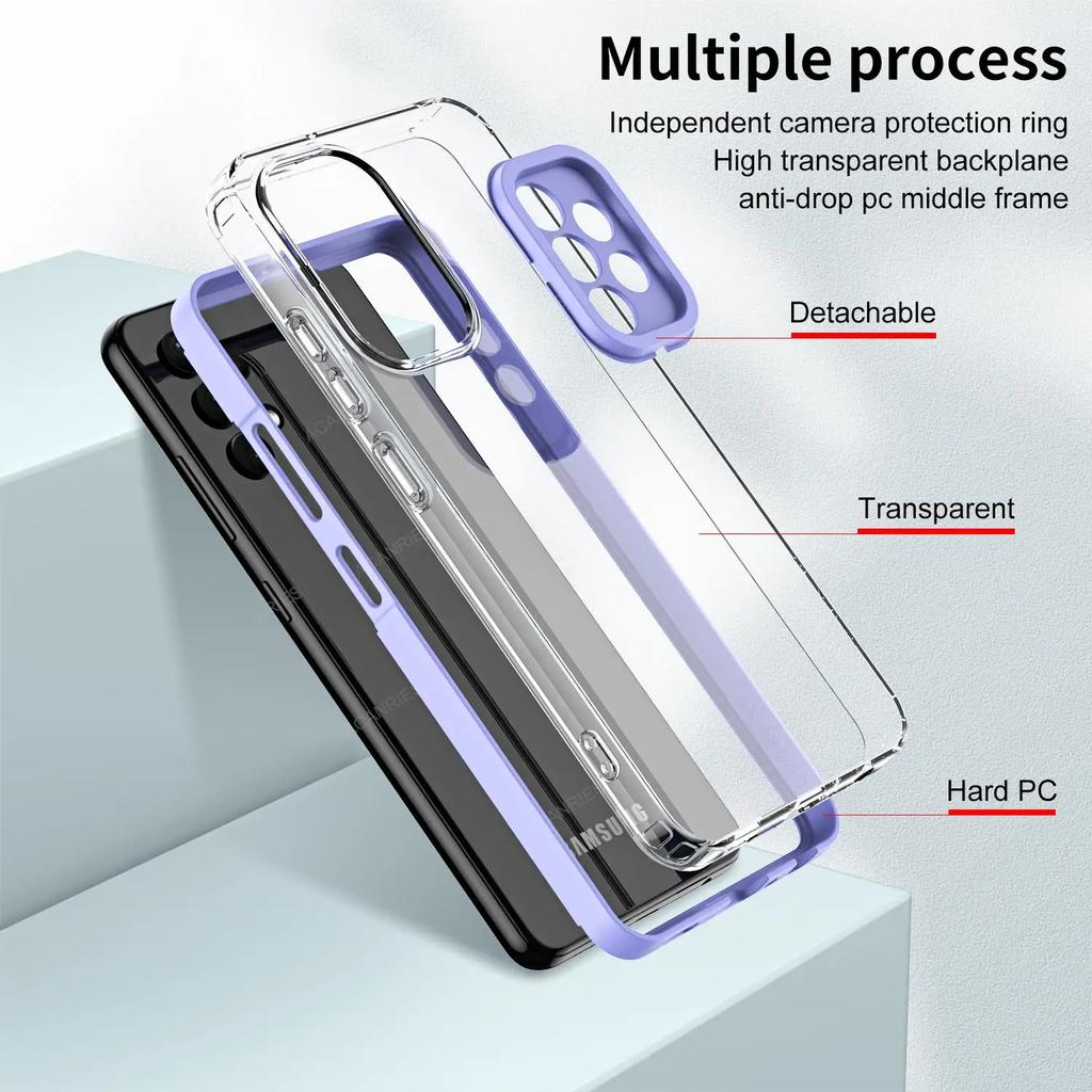Противоударный чехол на 360 ° для Samsung Galaxy A55 A35 A25 A15 A05 A73 A72 A54 A53 A52 A34 4 5G 2022 Роскошный прозрачный HD-футляр 3-в-1