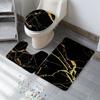 3 Piece Set Bathroom Rug Marbling Non-Slip Extra Absorbent Toilet Bath Foot Mats Sets Soft & Dry Home Washable Carpets