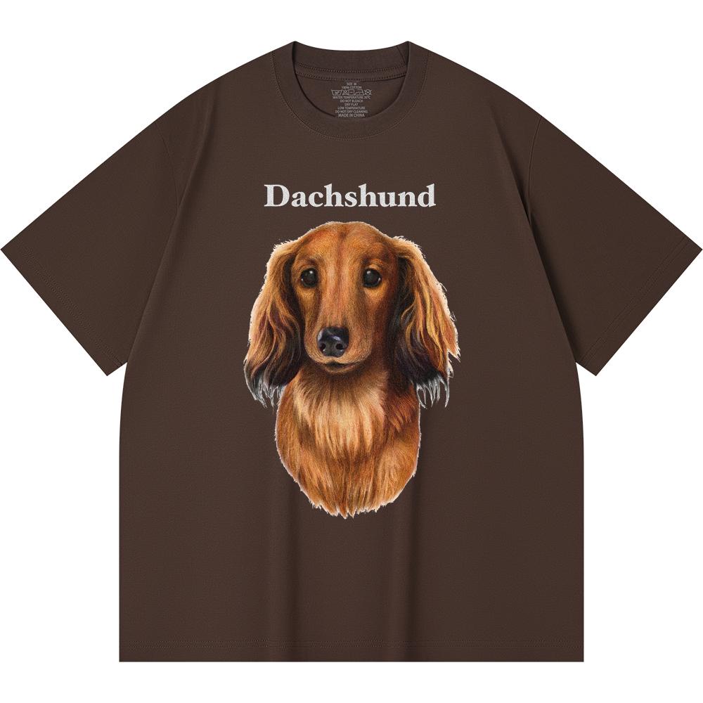 Футболка из 100% хлопка плотностью 230 г/м2 с принтом таксы, забавная футболка из чесаного хлопка в стиле Харадзюку