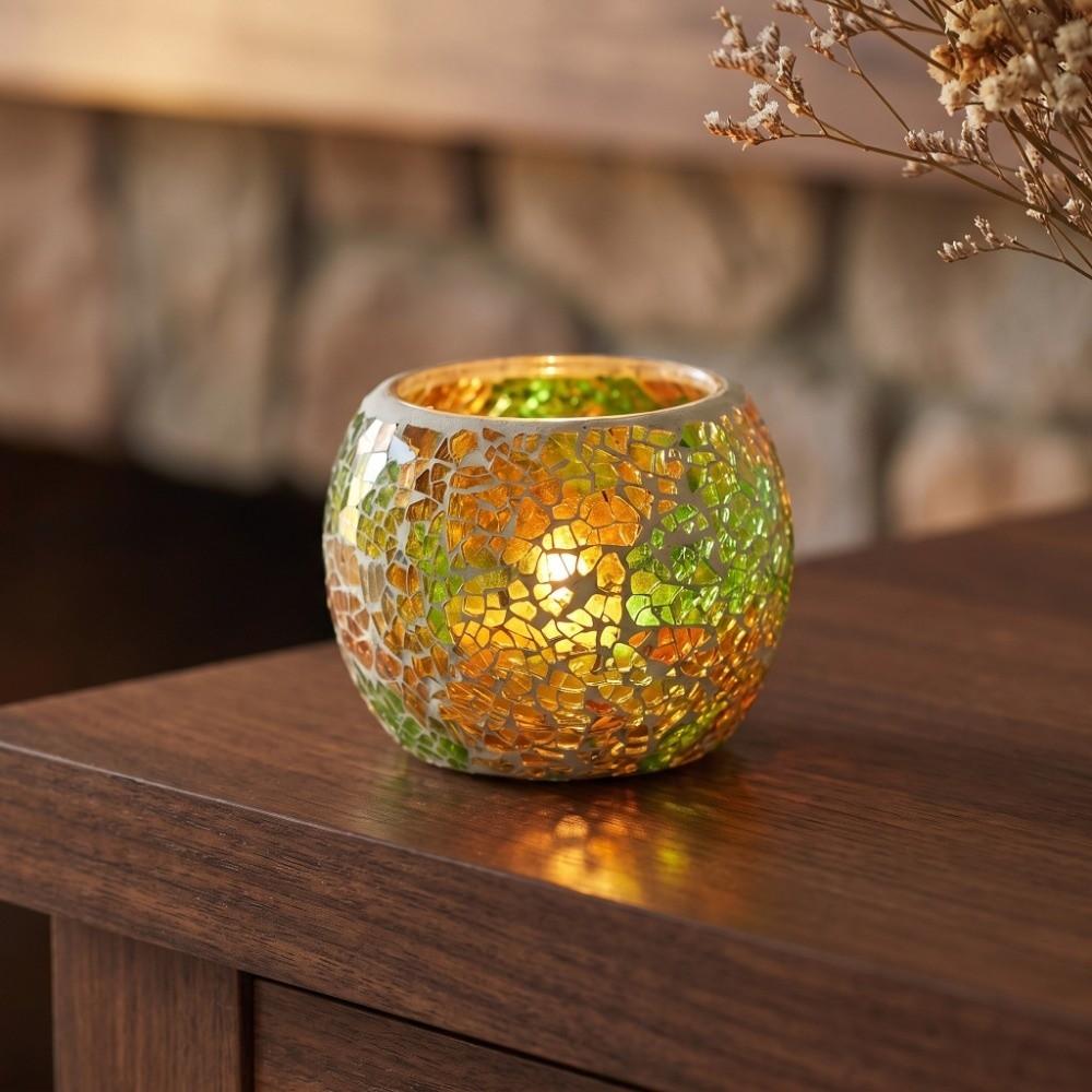 Round Bowl Shape Tea Light Holder Yellow Votive Candle Holder Handmade Candle Holder Holiday Decor