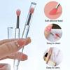 1pcs Flat Silicone Applicator Sticks Reusable Lip Brush With Cover For Dust Prevention Silicone Nail Powder Applying Tools