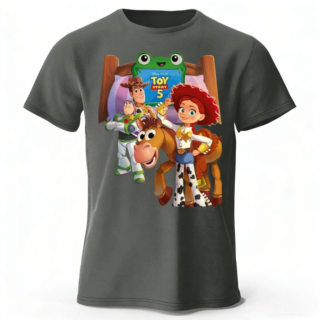 New Toy Story 5 Series Pure Cotton Short Sleeved Menswomens Daily Casual Soft Highquality Tshirt Plus Size Loose Top