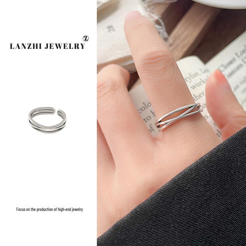 Тайское серебро Женское наборное кольцо - Серебро 925 пробы, Нишевый дизайн, Простые и универсальные украшения
