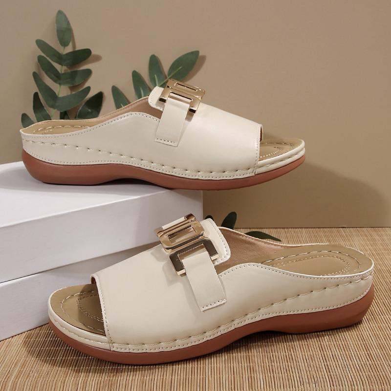 Женские летние шлепанцы на платформе больших размеров с открытым носком и ремешком