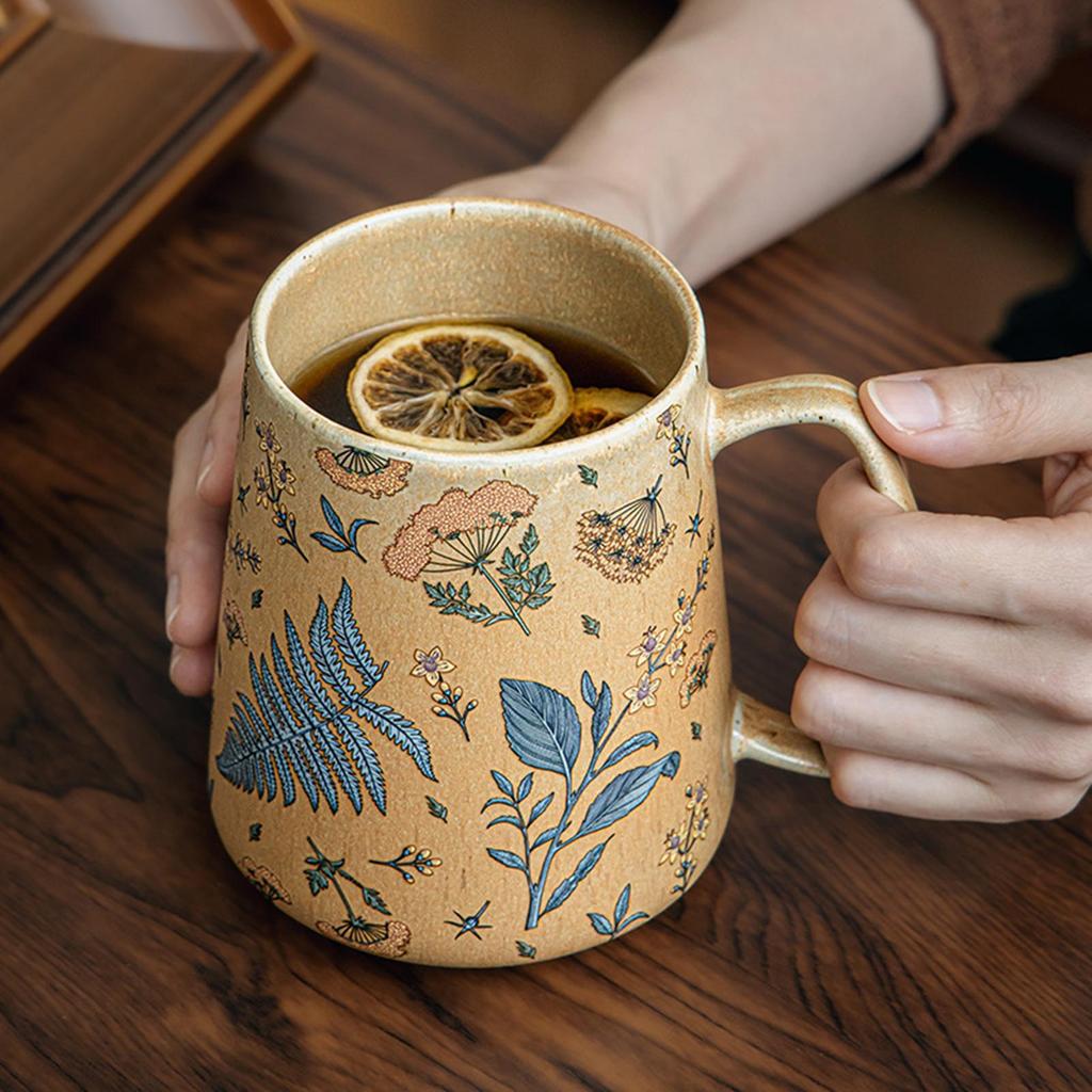 Керамические кружки, кофейные чашки, расписанные вручную, неровные, с цветочным узором, чашка для молочного чая, корейский стиль, кружка для овсянки на завтрак, посуда для напитков, кухня