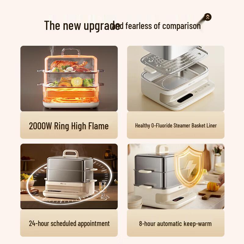 Bear Double-Layer 16.5L All-Steel Electric Food Steamer CN plug (adapter included)