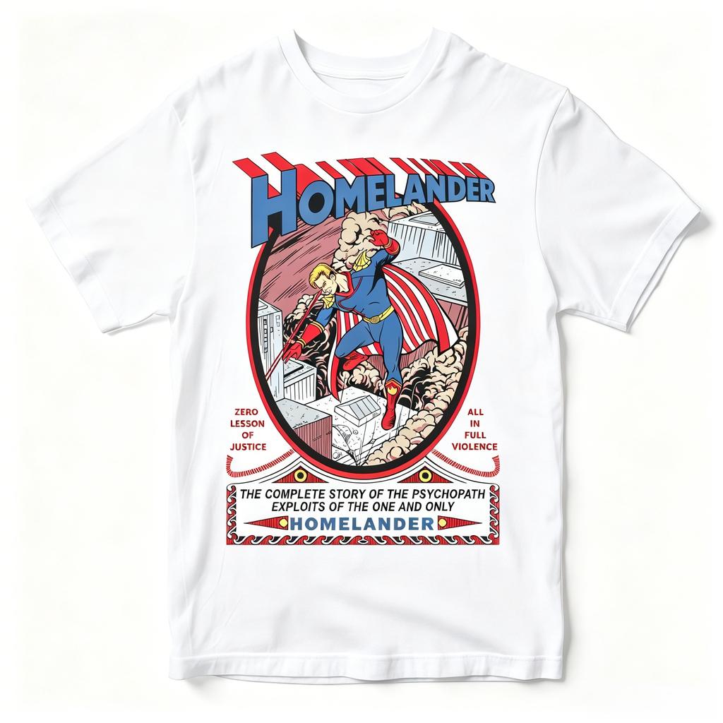 Homelander Retro Comic Tshirt The Boys Villain Cotton Tshirt 2026 Summer Oversized Mens Womens Streetwear Y2k Style Shirt