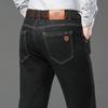 Стрейч Прямые Джинсовые Повседневные Брюки для Мужчин Не Мнущиеся Деловые Брюки для Джентльменов Среднего Возраста