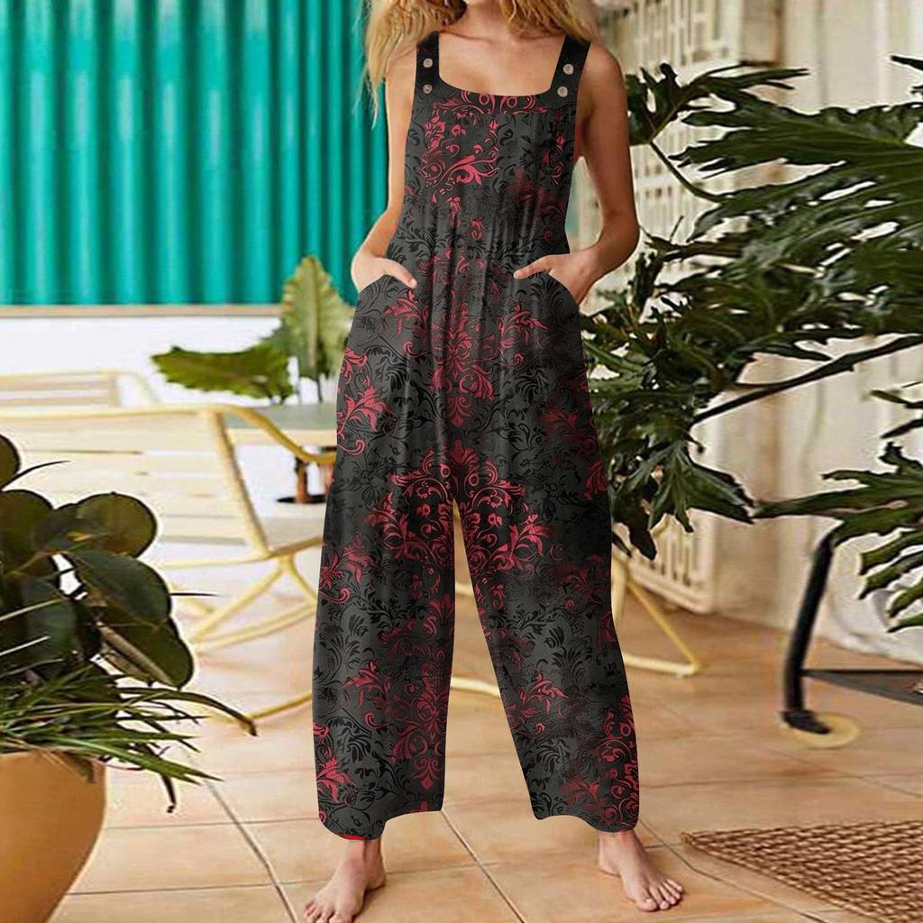 Женская мода ул.. Повседневный свободный ретро-комбинезон с подтяжками и принтом ко Дню Святого Патрика