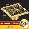 Square Antique Brass Floor Drain Bathroom Shower Insert Stopper Grates Waste Kitchen Floor Drain
