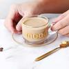 Ins Simple Coffee Cup Transparent Glass Water Cup Mug Coffee Cup Milk Cup Afternoon Tea Coffee Cup Plate Two Piece Set