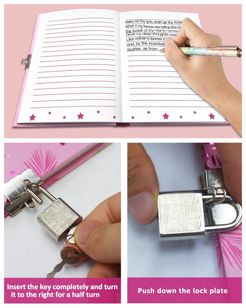 In Stock 2026 Pink Kids Cute Diary Covers With Lock Journal Notebook for Girls