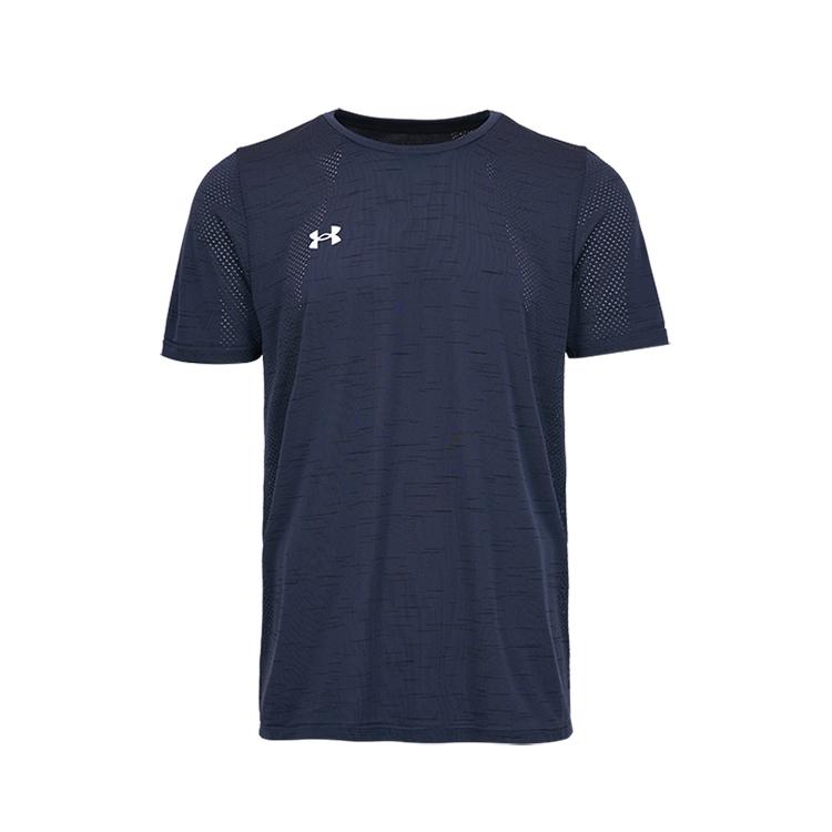 Under Armour Влагоотводящая трикотажная футболка с коротким рукавом и круглым вырезом, унисекс, топы, темно-синий 25500518-013