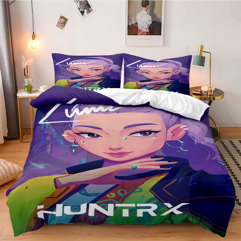 K-Pop Demon Hunters Beddding Set for Fan Kids Machine Washable Durable King Queen Twin Size for K-pop Girls Home Bedroom Decor