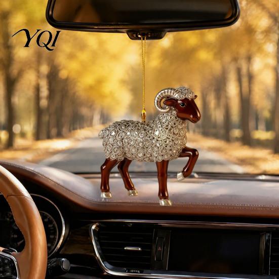 Elegant Holiday Party Gift 2D Acrylic Sheep Keychain, Lamb Pendant for Car Rearview Mirror, Backpack Accessory Bag Charm, Home Hanging Decor,