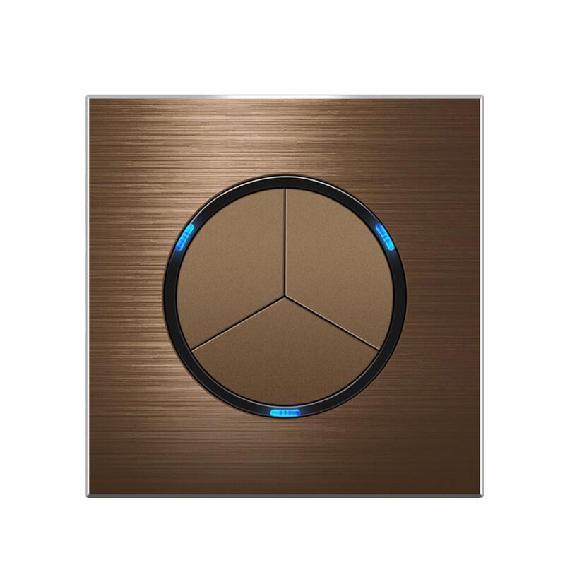 EU France Standard Retro Switch Vintage Metal Aluminum Wire Drawing Alloy Wall Socket Universal Home Light Switch Power Outlet