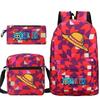 New Animation One Piece Printed Backpack for Primary and Secondary School Students Large Capacity School Bag Combination Three-piece Set