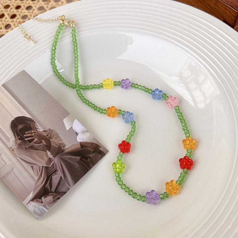 Свежий зеленый галстук, коллекция ожерелья ручной работы из бисера, цепочка на ключицу, дизайн, ниша, колье, ожерелье