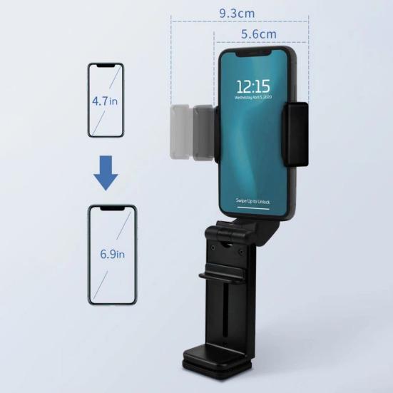 Держатель для телефона в самолете, складная подставка для телефона, вращающаяся на 360 градусов, регулируемое шарнирное крепление для телефонов с диагональю 4,7–6,9 дюйма