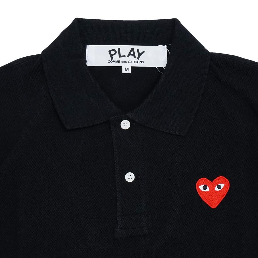 Рубашка поло COMME des Polo с коротким рукавом с красным логотипом в виде сердца PLAY COMME des GARCONS RED HEART PLAY POLO SHIRT T006 Black XL [PLAY GARCONS] Мужская [Товар]