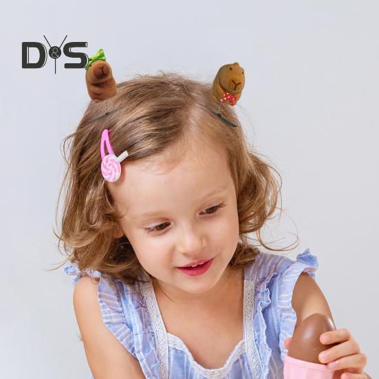 5 шт. детские заколки для волос в форме капибары, пружинный дизайн, пластиковые заколки для волос, набор, простые в использовании аксессуары для волос в виде животных