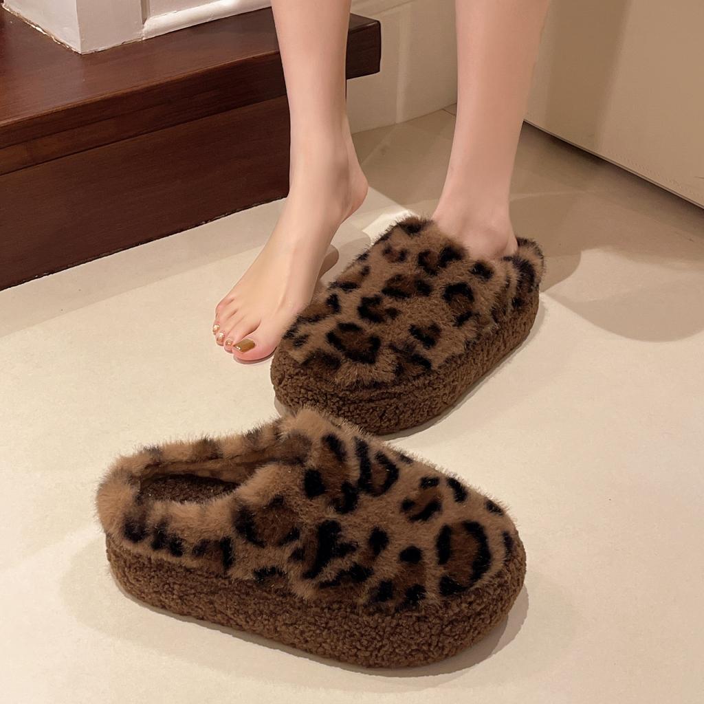 Retro Lamb Wool Plush Slippers Female Autumn and Winter New Bag Head Drag Fairy Lazy Cotton Drag a Pedal