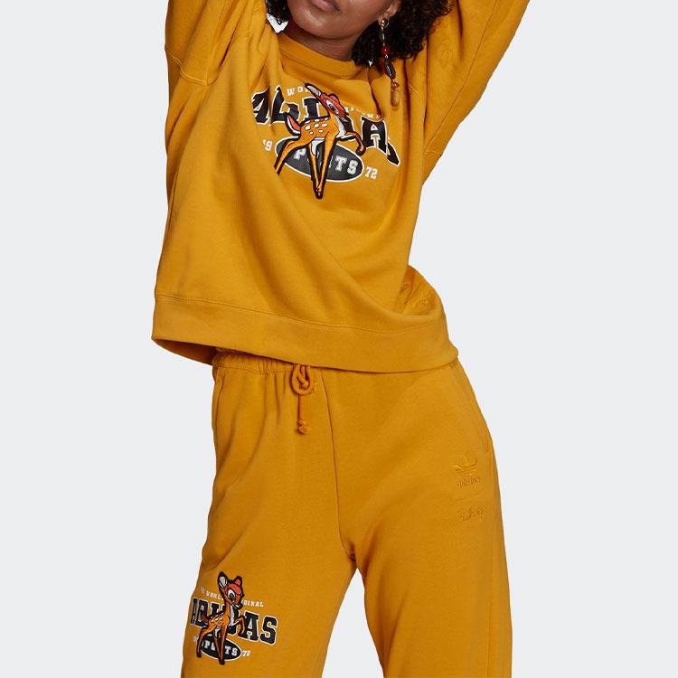 Adidas Originals X Disney Бэмби Пуловер Свитшот в стиле колледжа Женский свитшот Золотой HD2755