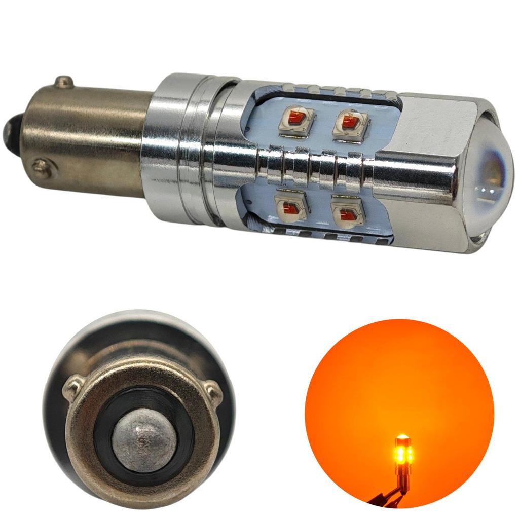 2 Pcs H21W LED Bulb BAY9S 12-24V CANBUS Orange USA