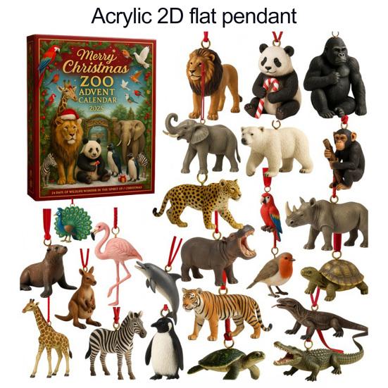 Счастливого Рождества Зоопарк Адвент-календарь Тигр Панда Медведь Форма Статуэтка Анималистичный Узор Обратный Отсчет с 24 Сюрпризами Подвесное Украшение