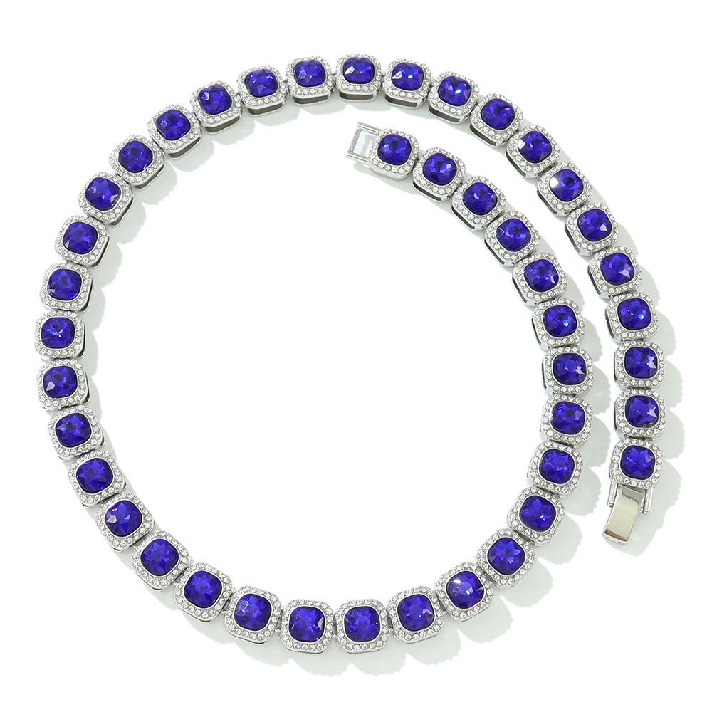 Hip-Hop Street Dance Hoodie with Luxe Sapphire Cuban Chain Choker