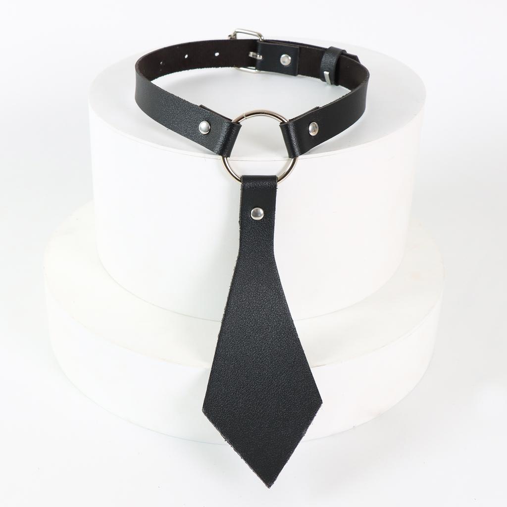 PU Leather Collar Personality Exaggerated Dark Gothic Retro Neck Collar Punk Style Clothing Accessories Tie Accessories