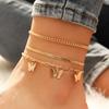 Personalized Hollow Handmade Set Foot Decoration, Design Sense Chain Letter Butterfly Anklet