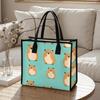 Cute Cartoon Groundhog Printed Tote Bag Large Capacity Daily Use Portable Shoulder Bag for Shopping Outdoor Travel