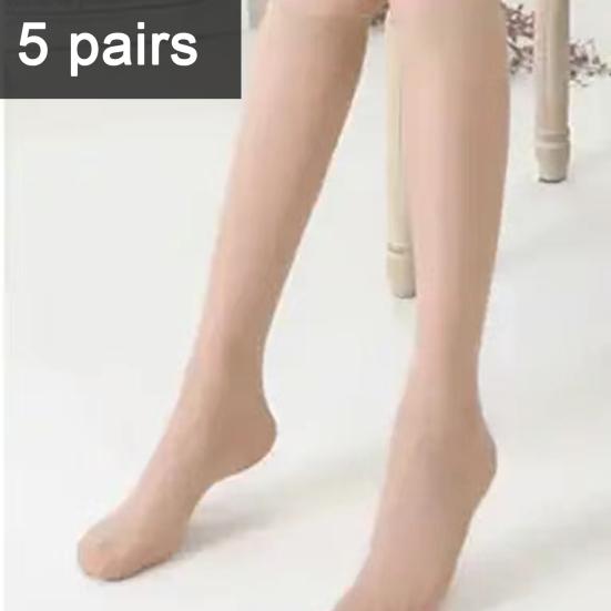 5 пар женских чулок Ультратонкие прозрачные высокоэластичные противоскользящие однотонные мягкие дышащие быстросохнущие женские длинные носки длиной до икры
