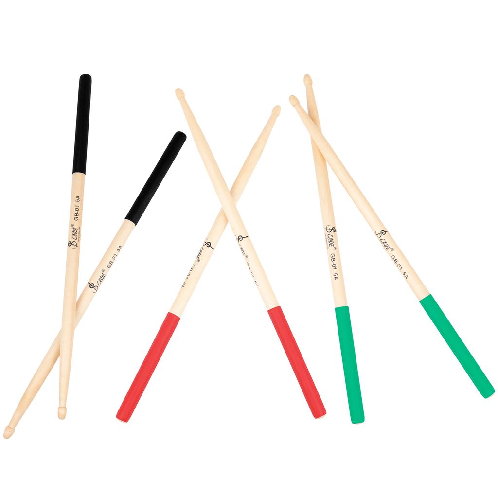 SLADE 3 Pairs 5A Drum Sticks Maple Wood Drumsticks Triangular Tip Non-Slip Rubber Handle Musical